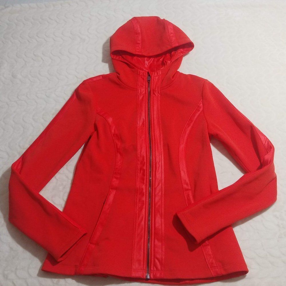 Athleta Womens Jacket Sweatshirt Small Orange Hooded Fleece Lined Activewear